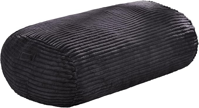 Hobestluk 3FT Bean Bag Chairs Adult Bean Bag with Portable Handle Comfy Large Bean Bag Chair with Removable Cover for Living Room Bedroom or Reading Nook (Stripe Dark Grey, 3FT)-BubblyBeeBaby