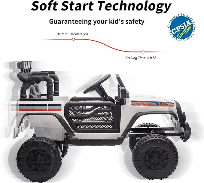 12V Kids Ride on Car Truck, Kids Electric Vehicles Car Ride on Toy for Toddlers 3-5 with Remote Control - White-BubblyBeeBaby