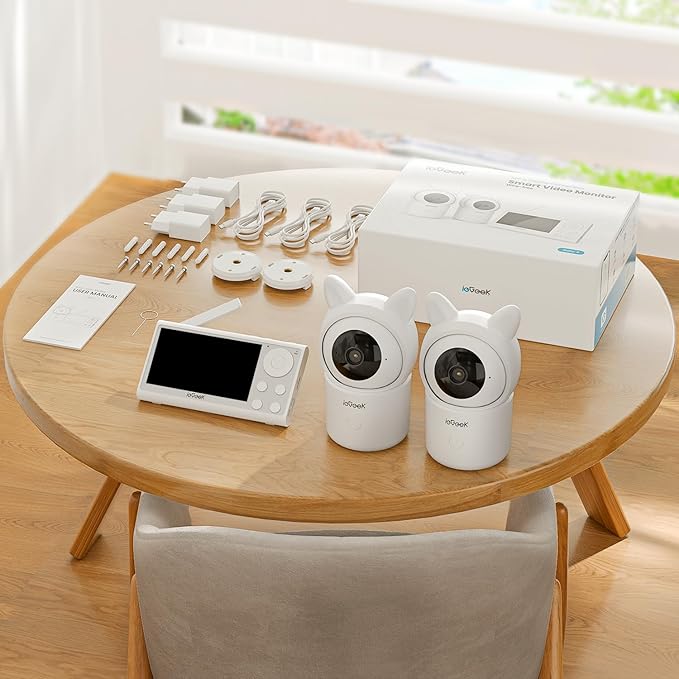 ieGeek Baby Monitor with 2 Cameras, Split-Screen Video Baby Monitor with Audio and 1080P Camera 4.3" Screen - Night Vision, Two-Way Talk, Cry & Motion Detection, Pan-Tilt-Zoom via Screen and Free APP-BubblyBeeBaby