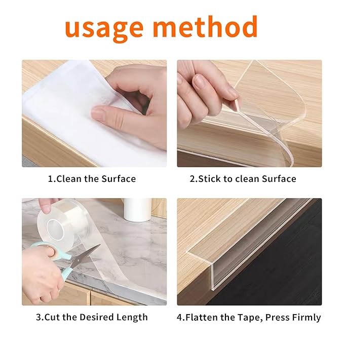 1.18 in x 9.84 FT,Clear Edge Protector Strip Sharp Edge Wrap Cover Tape, Self Adhesive Protective Bumper Guards for Cabinet Door Desk Glass Table Bed Furniture, Kitchen Countertop, Waterproof-BubblyBeeBaby