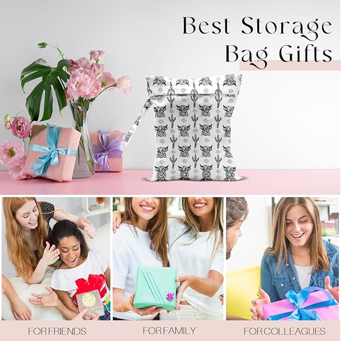 Waterproof Wet Bag for Swimsuit, Travel Beach Wet Dry Bag, Hidden Zipper Reusable Western Cowgirl Wet Bags, for Travel Beach Wet Swimsuits Toiletries Diapers Laundry Bag-BubblyBeeBaby