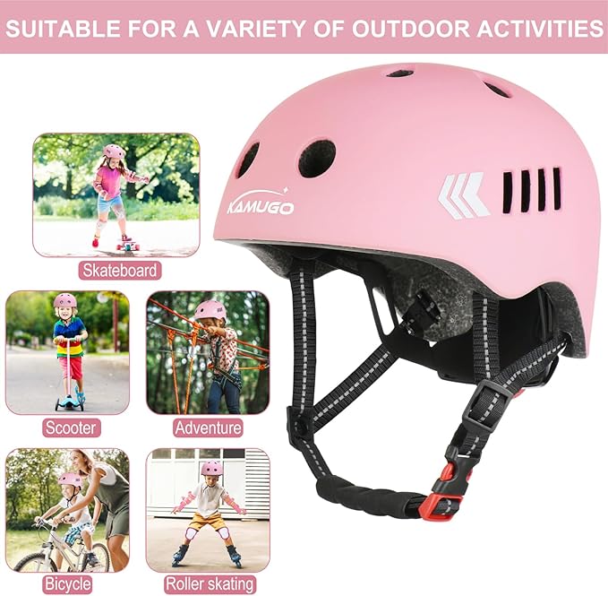 KAMUGO Kids Bike Helmet Set, Toddler Helmet for Ages 2-8 Boys Girls with Sports Protective Gear Set Knee Elbow Wrist Pads for Skateboard Cycling Scooter Rollerblading-BubblyBeeBaby