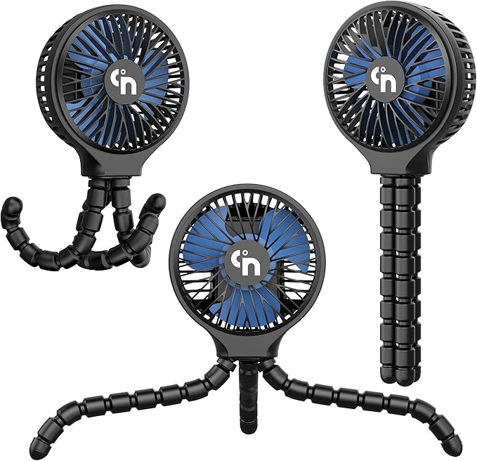 HomeLifairy Portable Stroller Fan, USB or Rechargeable Battery Operated with 3 Speeds and 360°Rotate, Cooling Clip On for Baby Crib Travel Car Seat Black-BubblyBeeBaby