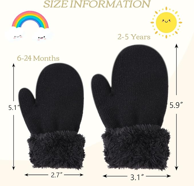 PESAAT Baby Girl Mittens Fleece Toddler Boy Mittens Warm Kids Winter Gloves Unisex Cold Weather Baby Gloves-BubblyBeeBaby