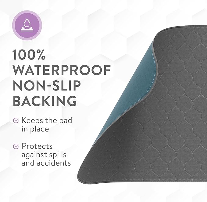 Inspire Underpads | Stain Hiding Gray Reusable Incontinence Bed Pads | Waterproof Mattress Pad | for Adults Babies and Dogs (18 X 24 - 3 Pack)-BubblyBeeBaby