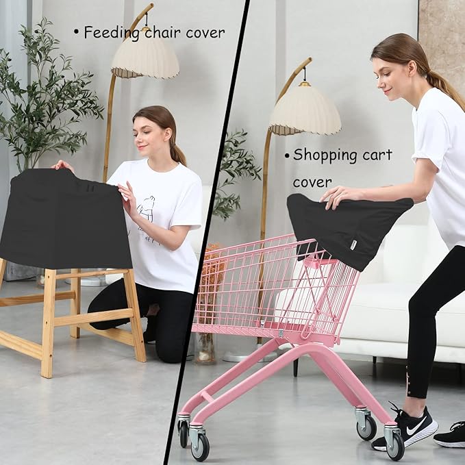 Carseat Covers for Baby Breastfeeding – Multi use Car Seat Canopy Cover, Infant Stroller Canopy Cover for Boy and Girls (Black Print)-BubblyBeeBaby