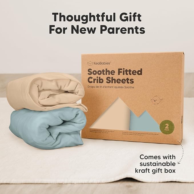 KeaBabies 2-Pack Organic Crib Sheets for Boys, Girls - 52x28 Fitted Crib Mattress Sheet Neutral, Breathable Jersey Cotton Cover for Baby Bed, Toddler Mattress, Soft & Cute Prints (Toasty)-BubblyBeeBaby