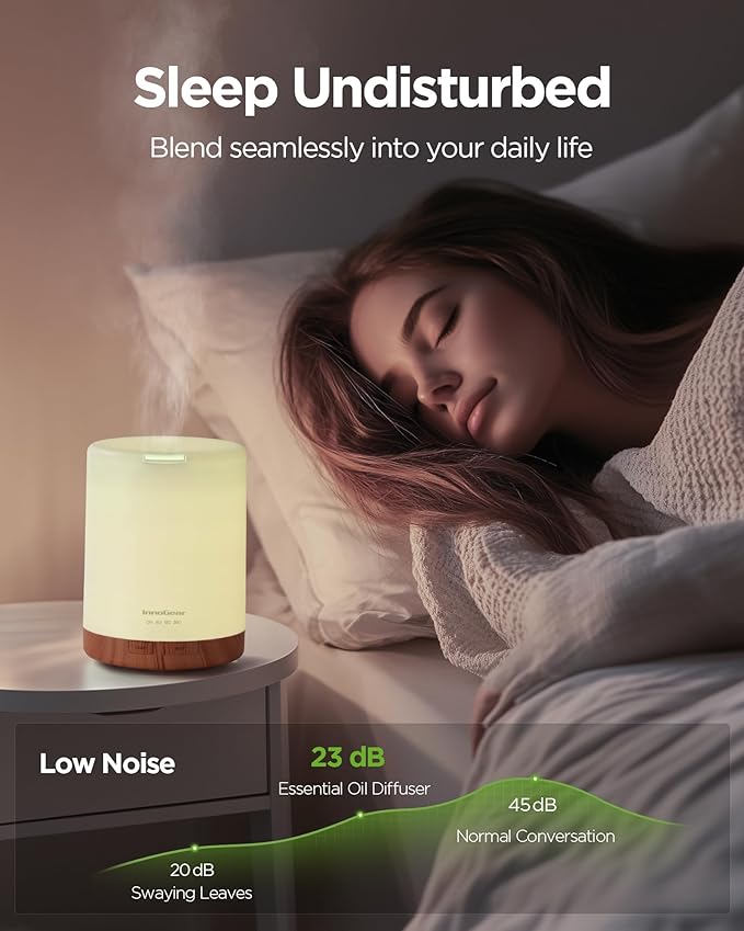 InnoGear 300ML Essential Oil Diffuser, Premium 5-in-1 Ultrasonic Aromatherapy Diffusers Scent Humidifier Aroma Diffuser Vaporizer Auto-Off Timer for Room Office Home, Yellow, Medium-BubblyBeeBaby