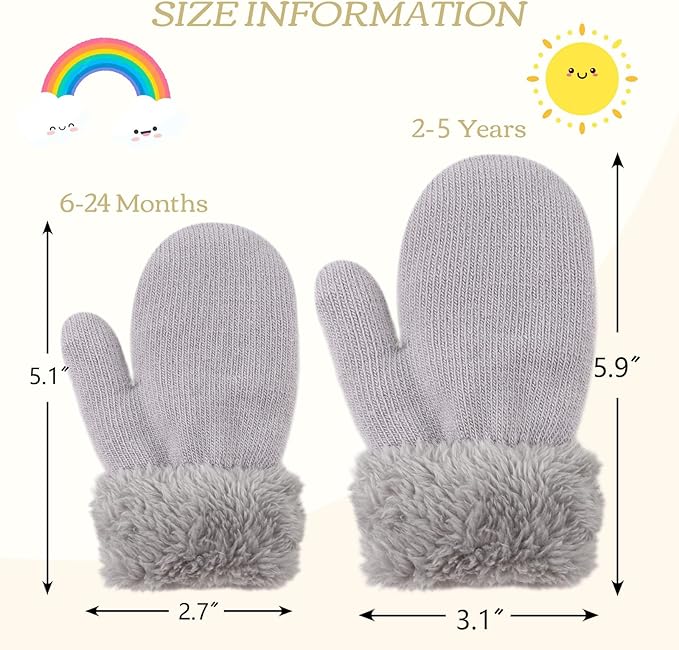 PESAAT Baby Girl Mittens Fleece Toddler Boy Mittens Warm Kids Winter Gloves Unisex Cold Weather Baby Gloves-BubblyBeeBaby