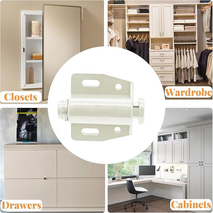 2 Pack Cabinet Magnetic Touch Latch, Push to Open Catches Magnet Push Release Latches Hardware for Kitchen Cabinet Drawer Cupboard Closet Door (White)-BubblyBeeBaby