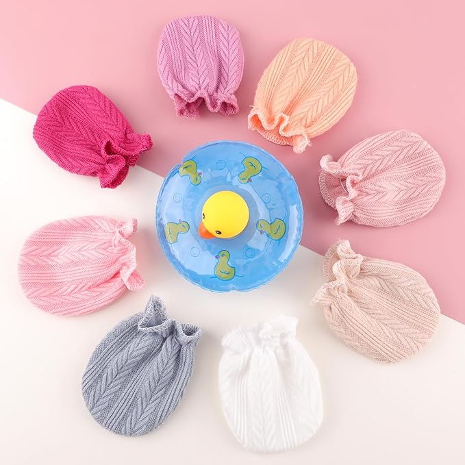 BQUBO Newborn Infant Toddler Mittens No Scratch Cotton Elastic Wrist Gloves Hypoallergenic for 0-6 Months Baby Boys Girls-BubblyBeeBaby