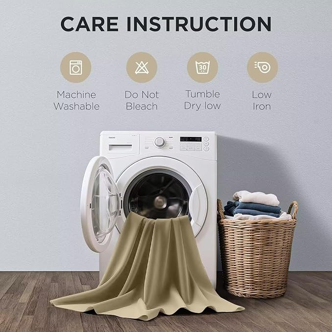 Joydeco White Blackout Curtains 96 Inches Long for Bedroom, Curtains 96 Inch Length 2 Panels Set, Room Darkening Curtains & Drapes for Living Room Window (W52 x L96 Inch, Beige)-BubblyBeeBaby