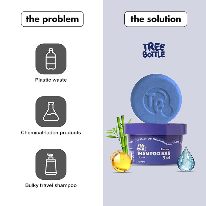 Tree Bottle Argan Oil + Bamboo Extract 3-in-1 Shampoo Bar for Men - For Hair, Beard & Body - Deep Clean, Nourishing & Frizz Control - Natural, Paraben & Sulfate-Free - Made in USA - 4.5oz-BubblyBeeBaby