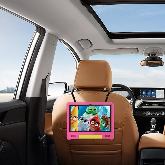 JREN Kids Table 10.1" |Android 14 Tablet for Kids|64GB Storage|Octa-Core|WiFi |Cameras|Parental Control|Kids Content|Case Included Great Gift for Children Ages 3-12 Years Old Pink-BubblyBeeBaby