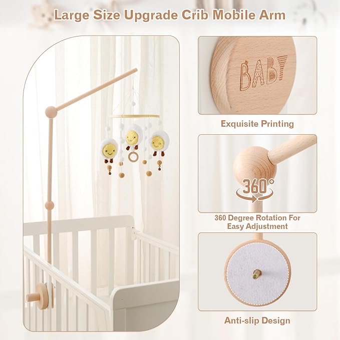 JETMHH Baby Crib Mobile Arm Holder - 36 Inch Large Version Safe Anti Slip Baby Mobile Hanger-BubblyBeeBaby