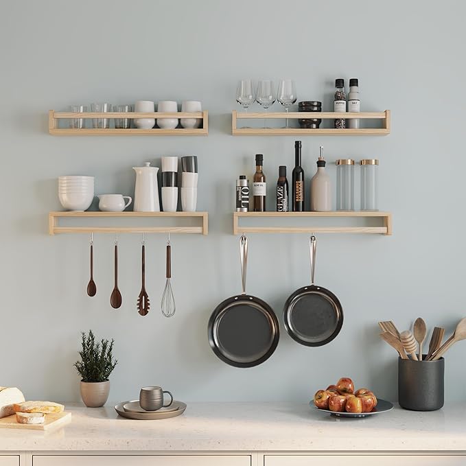 Heimlove Nursery Floating Shelves, Wood Nursery Book Shelves for Wall, 24 inch Wall Bookshelf for Kids Solid Wood for Books,Toys and Decor Storage, Set of 3-BubblyBeeBaby