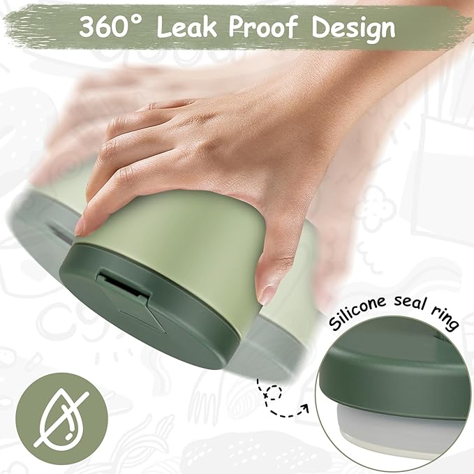 12oz Insulated Vacuum Food Jar with Buckle Lid Wide Mouth Soup Thermo for Hot Food Kids Leakproof Stainless Steel Lunch Container- Green- 1Pack-BubblyBeeBaby