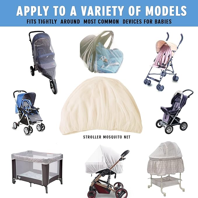 Mosquito Net for Stroller - Protective 2Pack Perfect Bug Net for Strollers, Bassinets, Cradles, Playards, Pack N Plays and Portable Mini Crib (Khaki)-BubblyBeeBaby