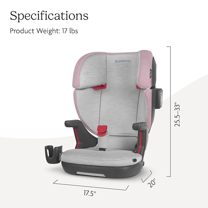 UPPAbaby Alta V2 High Back Booster Seat/Seven-Position, Active Support Headrest for Growing Children/SecureFit Integrated Belt Guide + Positioner/Cup Holder Included/Iris (Grey Mélange/Lavender)-BubblyBeeBaby