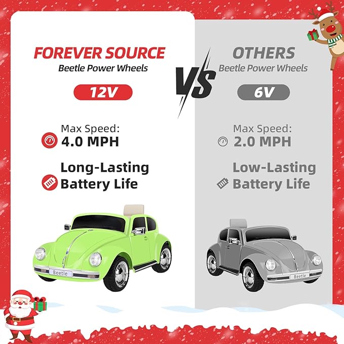 12V Kids Electric Car, Power Wheels with Remote Control, Ride on Car Toys with LED Light, 3 Speeds, Music, Green-BubblyBeeBaby