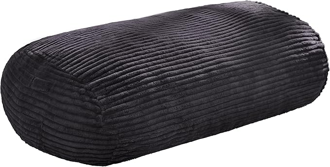Hobestluk 5FT Bean Bag Chairs Adult Bean Bag with Portable Handle Comfy Large Bean Bag Lounge Chair with Removable Cover for Living Room Bedroom (Stripe Dark Grey, 5FT)-BubblyBeeBaby