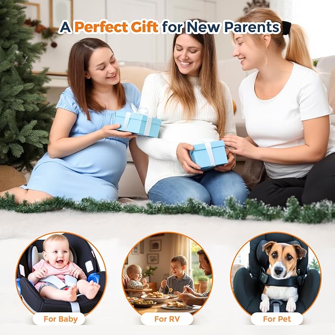 Wireless Baby Car Camera Monitor 5" HD 1080P IPS, 360° Rotating Camera with Auto/Manual Night Vision, 1000ft Range, Anti-Glare Display & USB Charging for Backseat, Home, Travel,Camping-BubblyBeeBaby