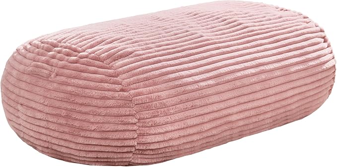 Hobestluk 4FT Bean Bag Chairs Adult Bean Bag with Portable Handle Comfy Large Bean Bag Chair with Removable Cover for Living Room Bedroom or Reading Nook (Stripe Pink, 4FT)-BubblyBeeBaby