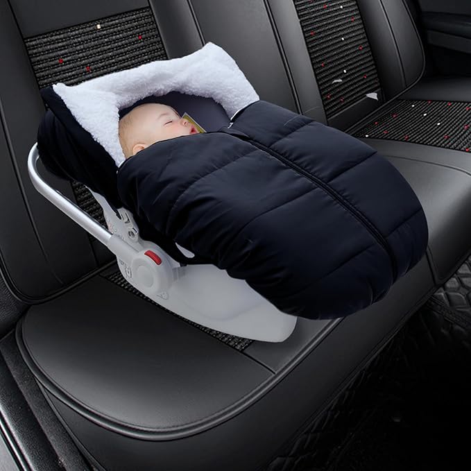 Fairy Baby Winter Car Seat Cover for Babies Carseat– Waterproof, Warm Car Seat Cover Baby – Universal Winter Cover for Back Seat, Infant Car Seat & Baby Carseat(Black)-BubblyBeeBaby