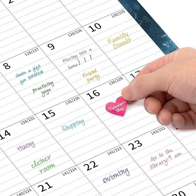 2025 Calendar, Wall Calendar 2025-2026 (17"x22") with Lines, Monthly Calendar from Jan 2025 to Jun 2026, Vertical Large Monthly Family Calendar 2025 for Wall, Calendario 2025-BubblyBeeBaby