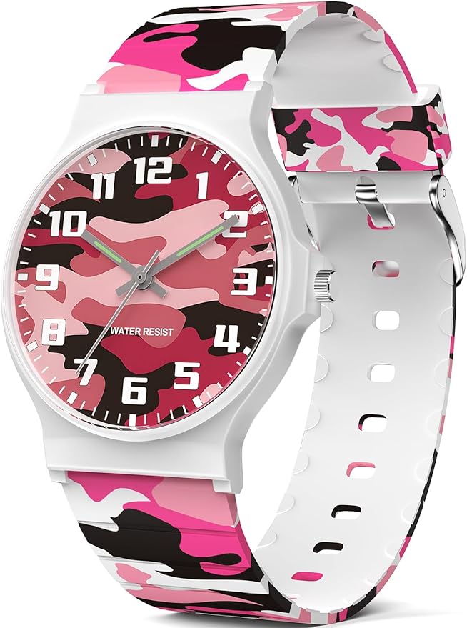 Kids Analog Watch Boys Girls, 30M Waterproof, Sports Watch for Boys, Easy to Read Children's Thin Dial Wrist Watches with Soft Band, for Ages 5-15 Kids Great Birthday Gifts Christmas Day-BubblyBeeBaby