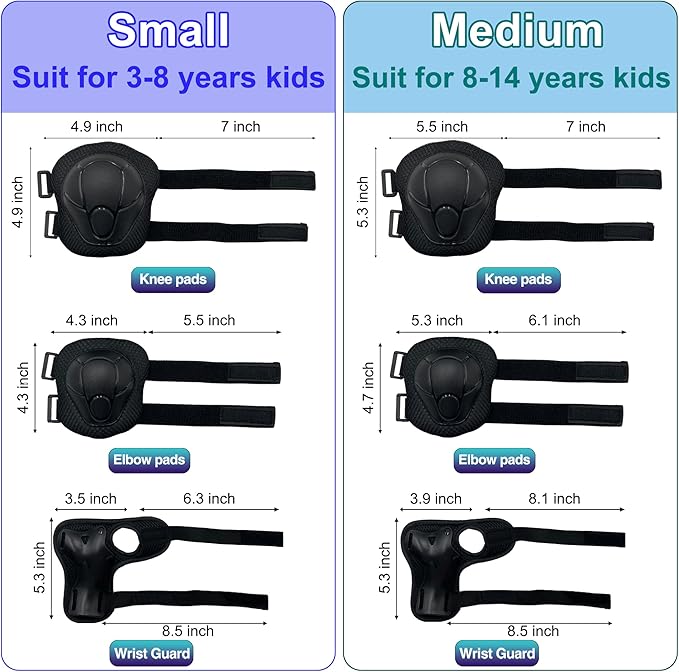 Kids Bike Helmet with DIY Stickers and Knee Pads Elbow Pads Wrist Guard Set for Ages 3-8-14 Toddler Boys Girls Helmet for Roller Skates Cycling Skateboarding Bicycle Scooter-BubblyBeeBaby