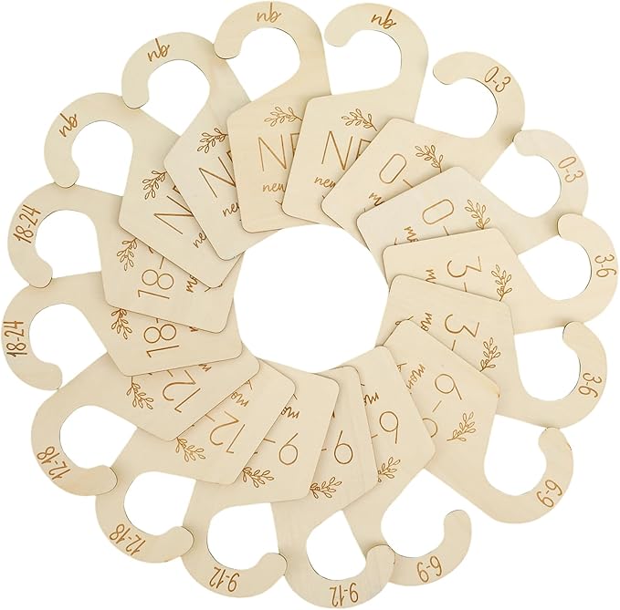 16Pcs Baby Closet Dividers Cute Baby Clothes Organizer Double Face Baby Closet Organizer for Clothes Organizer Wooden Baby Closet Dividers for Infant to Toddler-BubblyBeeBaby