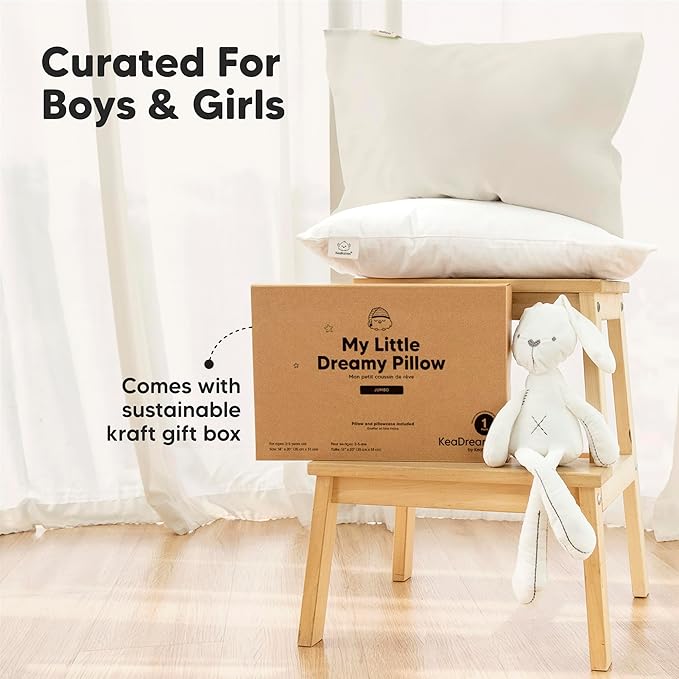 KeaBabies Toddler Pillow with Pillowcase, Jumbo 14X20 - Soft Organic Cotton Toddler Pillows for Sleeping - Machine Washable - Perfect for Travel, Toddler Bed Set (Clay)-BubblyBeeBaby