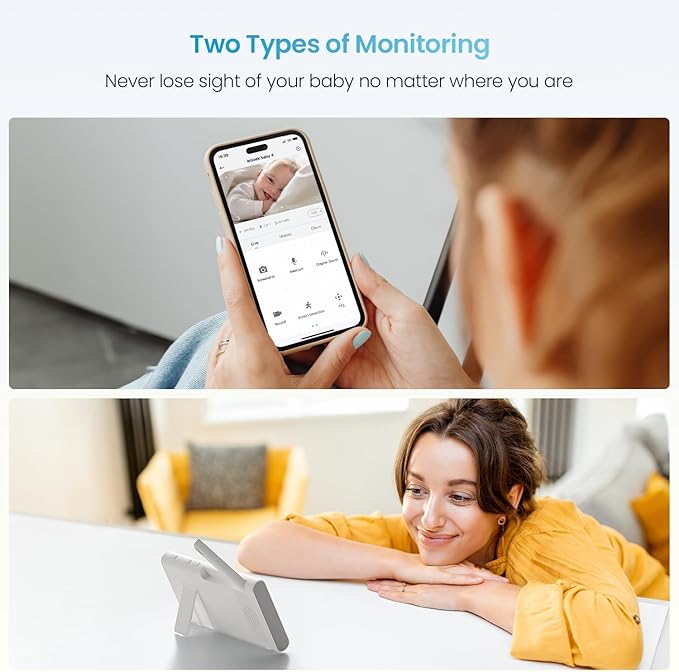 ieGeek Video Baby Monitor with Camera and Audio - 1080P FHD Monitor WiFi Smartphone - Night Vision, Motion Detection, Temper & Humidity Sensor, 2.4GHz WiFi, Pan-Tilt-Zoom via 4.3" Screen and Free APP-BubblyBeeBaby