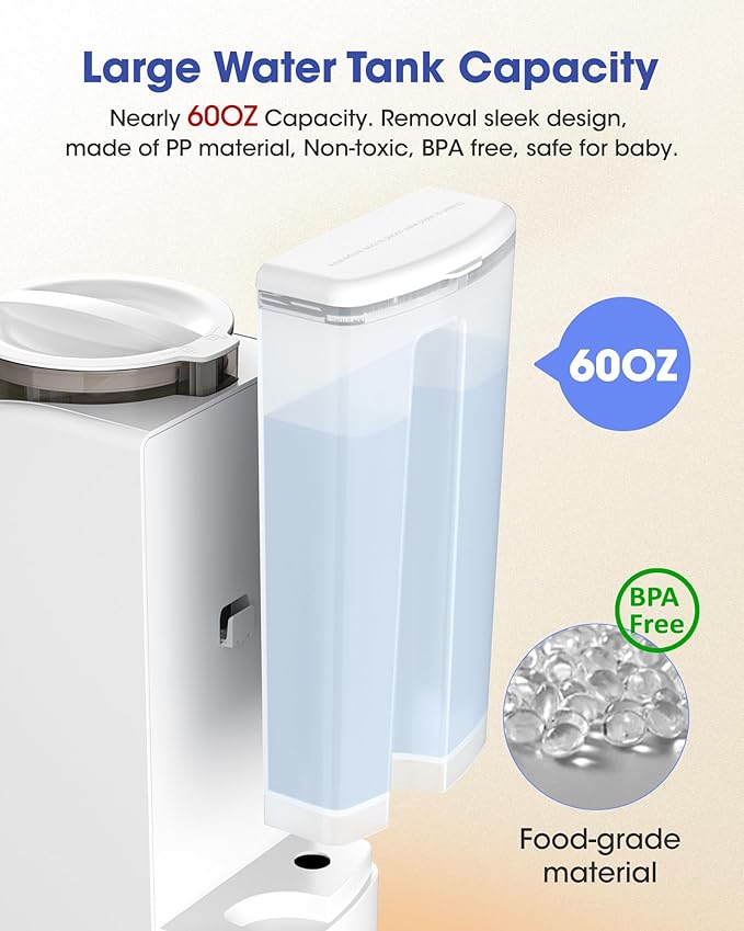 Instant Formula Maker, Fast and Customizable Formula Dispenser Machine with Accurate Temperature Control for Baby, Automatic Powder Blending for All Brands of Bottles and Formula, White-BubblyBeeBaby