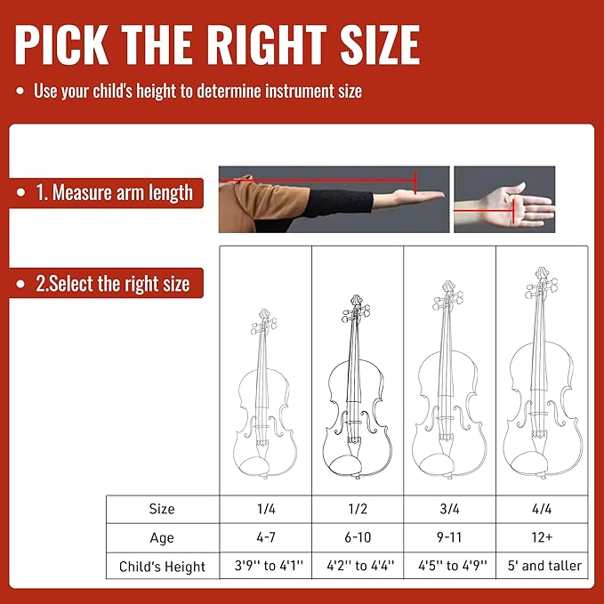 1/2 Size Violin for Kids, Half Size Fiddle - Solid Spruce & Maple with Lightweight Case, Brazilwood Bow, Shoulder Rest, Digital Tuner (Child Beginner Kit MVA-800)-BubblyBeeBaby