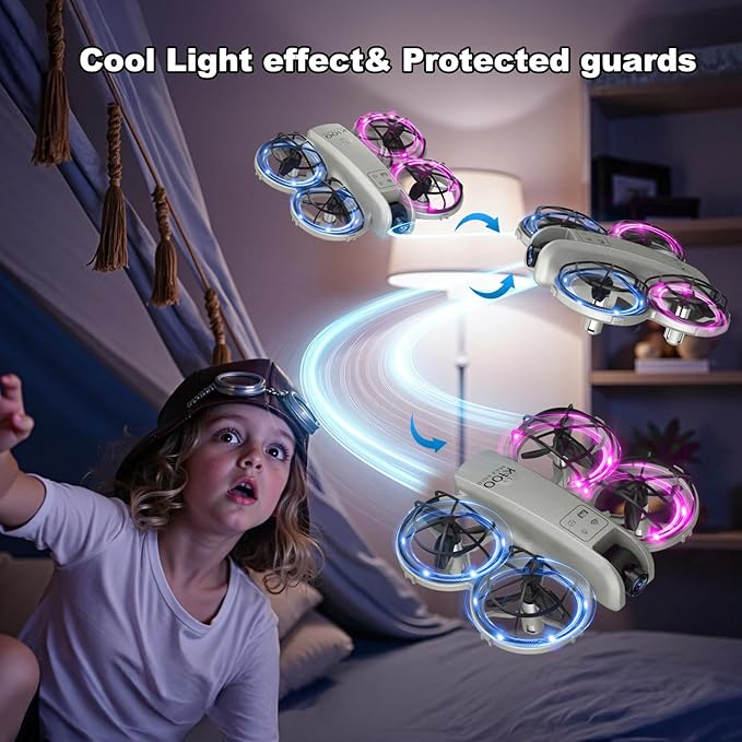 K100Max Mini Drones With Camera For Kids And Begginers, Indoor Small Helicopter Plane Quadcopter With Screen Remote Controller, Gift Toy for Boys and Girls, Headless Mode, 2 Batteries(Gray)-BubblyBeeBaby