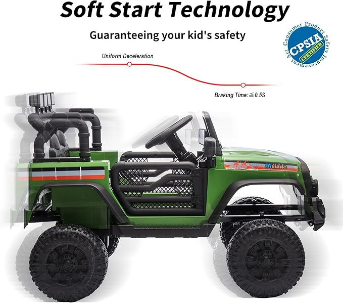 12V Kids Ride on Car Truck, Kids Electric Vehicles Car Ride on Toy w/Remote Control - Army Green-BubblyBeeBaby