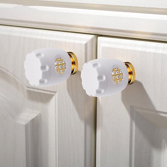 2 Pack Door Knob Safety Cover for Kids, Door Knob Cover, Screw Thread Design, Doors Knobs Child Proof Locks, Reusable and Reliable, for Toddler Baby Safety Doors Handle Covers (White)-BubblyBeeBaby