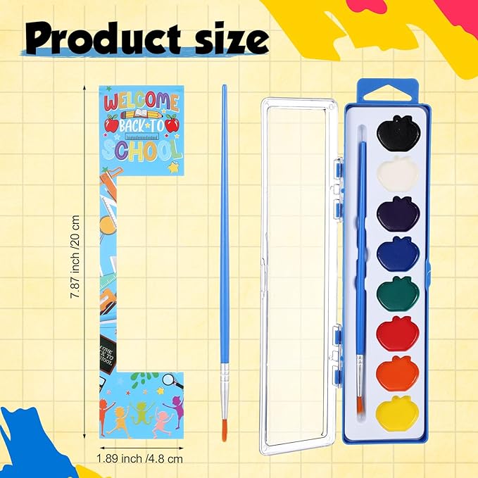 24 Pcs Apple Style Watercolor Painting Set for Kids 8 Washable Colors with Brush Watercolor Painting Set Gift Party Supplies Back to School Party Gift Exchange-BubblyBeeBaby