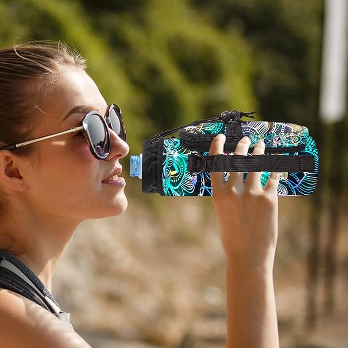 icolor Water Bottle Carrier Bag with Strap 25/32/40 oz Crossbody Bottle Holder with Phone Pocket Sling Sleeve Insulated Neoprene Water Bottle Pouch for Walking Travelling-BubblyBeeBaby