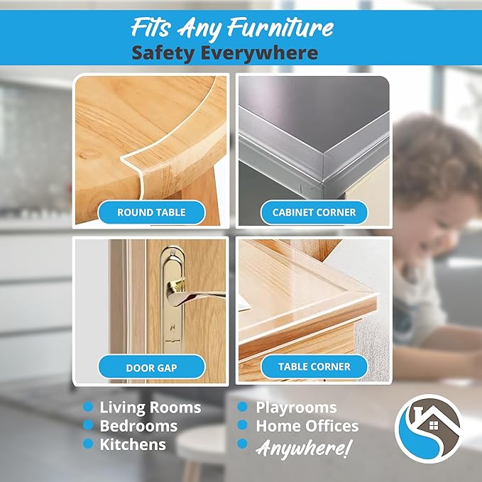 15ft Transparent Soft Edge Guard & Self-Stick Corner Protectors for Child Proofing Furniture, Glass Tables and Desk Edges - Clear Protection Solution for Baby Safety-BubblyBeeBaby