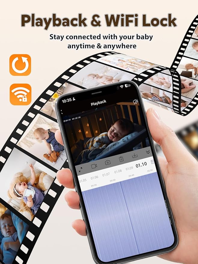 iFamily WiFi Baby Monitor with App – Smartphone Baby Monitor with 5" HD Monitor & 2K Camera, Night Vision, 2-Way Talk, Motion Tracking&Alerts, Temp Sensor, Lullabies,Secure WiFi Lock-BubblyBeeBaby