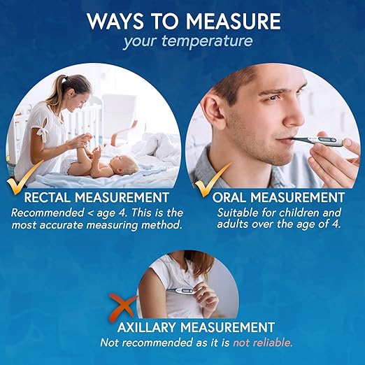 iProven Adult Digital Oral and Rectal Thermometer, Measures in 10 Seconds, with Flexible Tip, Fever Alarm, Thermometer for Kids and Babies (10 Packs)-BubblyBeeBaby