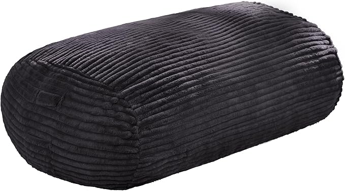 Hobestluk 4FT Bean Bag Chairs Adult Bean Bag with Portable Handle Comfy Large Bean Bag Chair with Removable Cover for Living Room Bedroom or Reading Nook (Stripe Dark Grey, 4FT)-BubblyBeeBaby