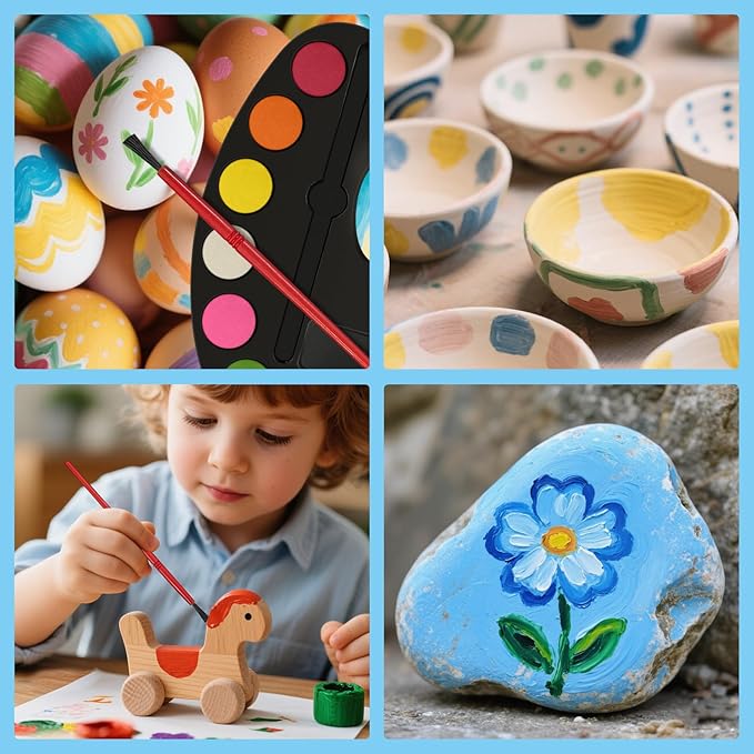 24 Pack Watercolor Paint Set Bulk, with 12 Vibrant Colors and 24 Brushes, Washable Water Color Paint Sets for Kids and Adults, Ideal Gift for Art Party Favors, School Classroom Supplies-BubblyBeeBaby