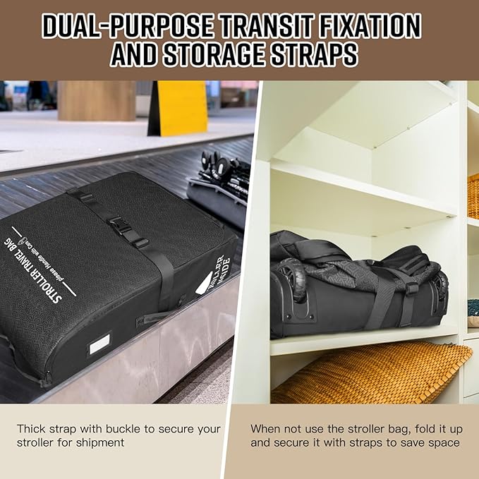 RAYMACE Padded Stroller Travel Bag for Airplane,Stroller Gate check bag with Wheels Compatible with UPPAbaby Vista,Vista V2,Cruz,Cruz V2, Travel Safe Protection Storage Bag,Patterned Design,Black-BubblyBeeBaby