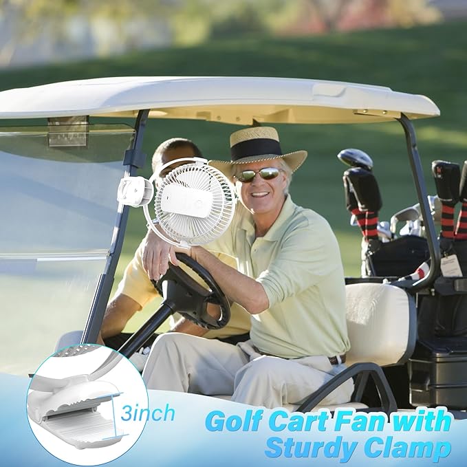 12000mAh Clip on Fan 30H Longest Runtime, 8in Portable Fan Rechargeable, Ultra Quiet with Heavy-Duty Clamp, USB Desk Fans for Golf Cart,Office Desk, Treadmill, Camping, Bedroom-BubblyBeeBaby