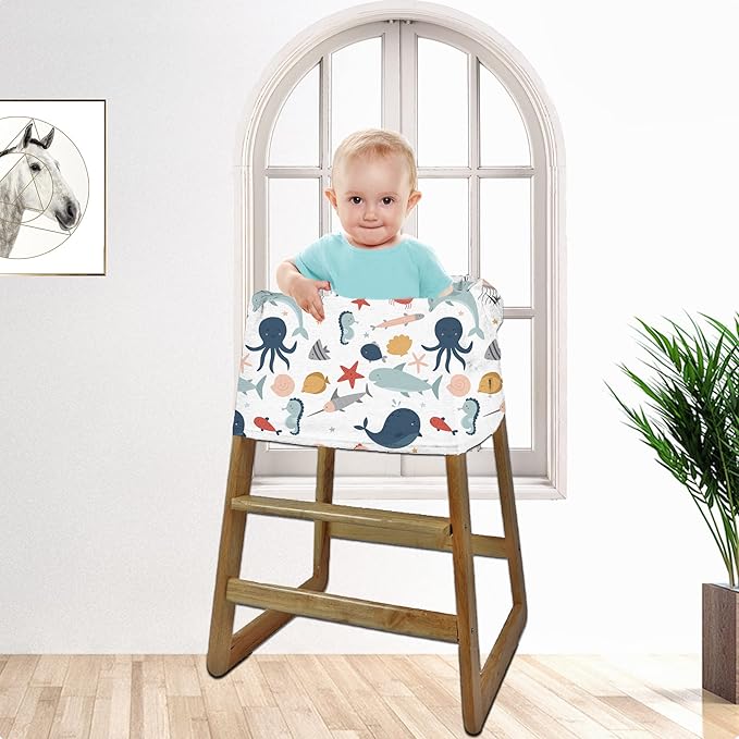 Carseat Cover Boy and Girls - Multi-use Nursing Car Seat Canopy Cover for Breastfeeding, Infant Stroller Cover, High Chair Cover (Cute Fish)-BubblyBeeBaby