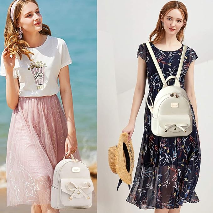 I IHAYNER Girls Bowknot Cute Leather Backpack Mini Backpack Purse for Women-BubblyBeeBaby